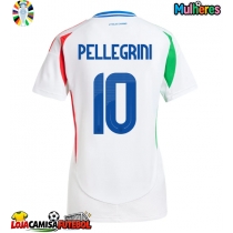 Camisa de Futebol Itália Lorenzo Pellegrini #10 Equipamento Secundário Mulheres Europeu 2024 Manga Curta